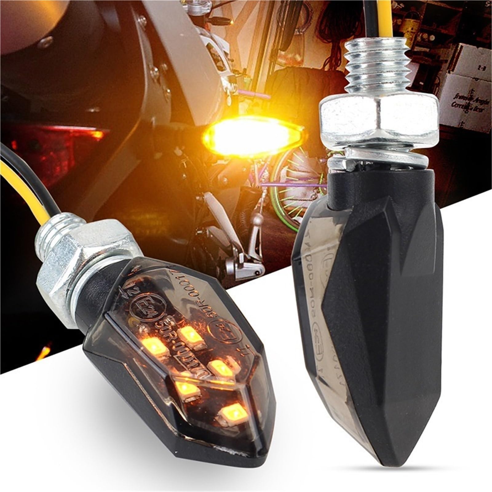 Światła kierunkowskazów Kierunkowskaz Motocykla | Kierunkowskaz motocykla 8mm 12V migacz lampka kontrolna sygnału stopu(2 Pcs)