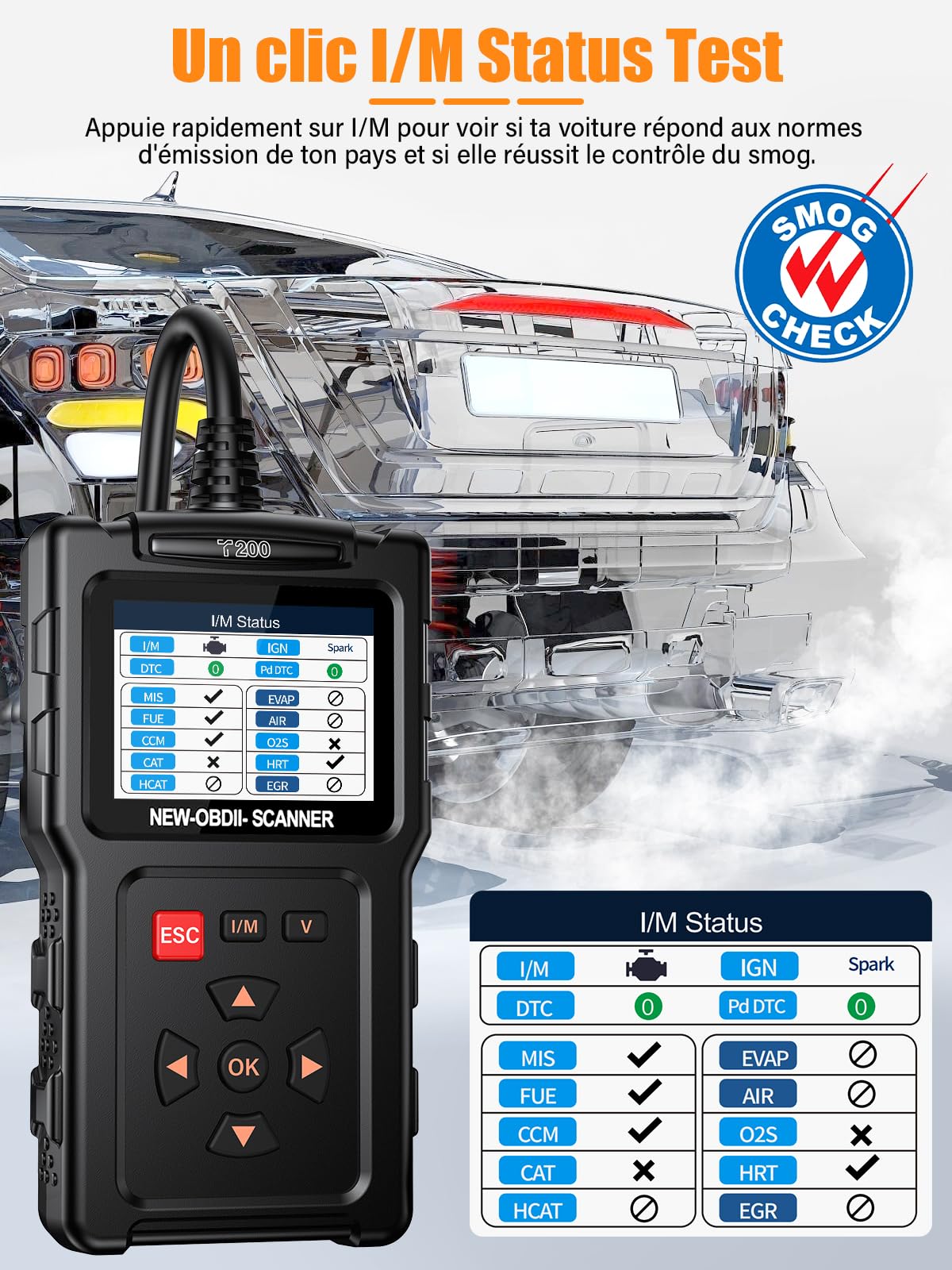 OBD2 Diagnostic Auto Valise Voiture: OBD Diagnostique Français Auto Multimarque pour BMW Peugeot VW Véhicules après 2002, Lecteur de Codes de Panne Moteur avec Lecture en Temps Réel des Données