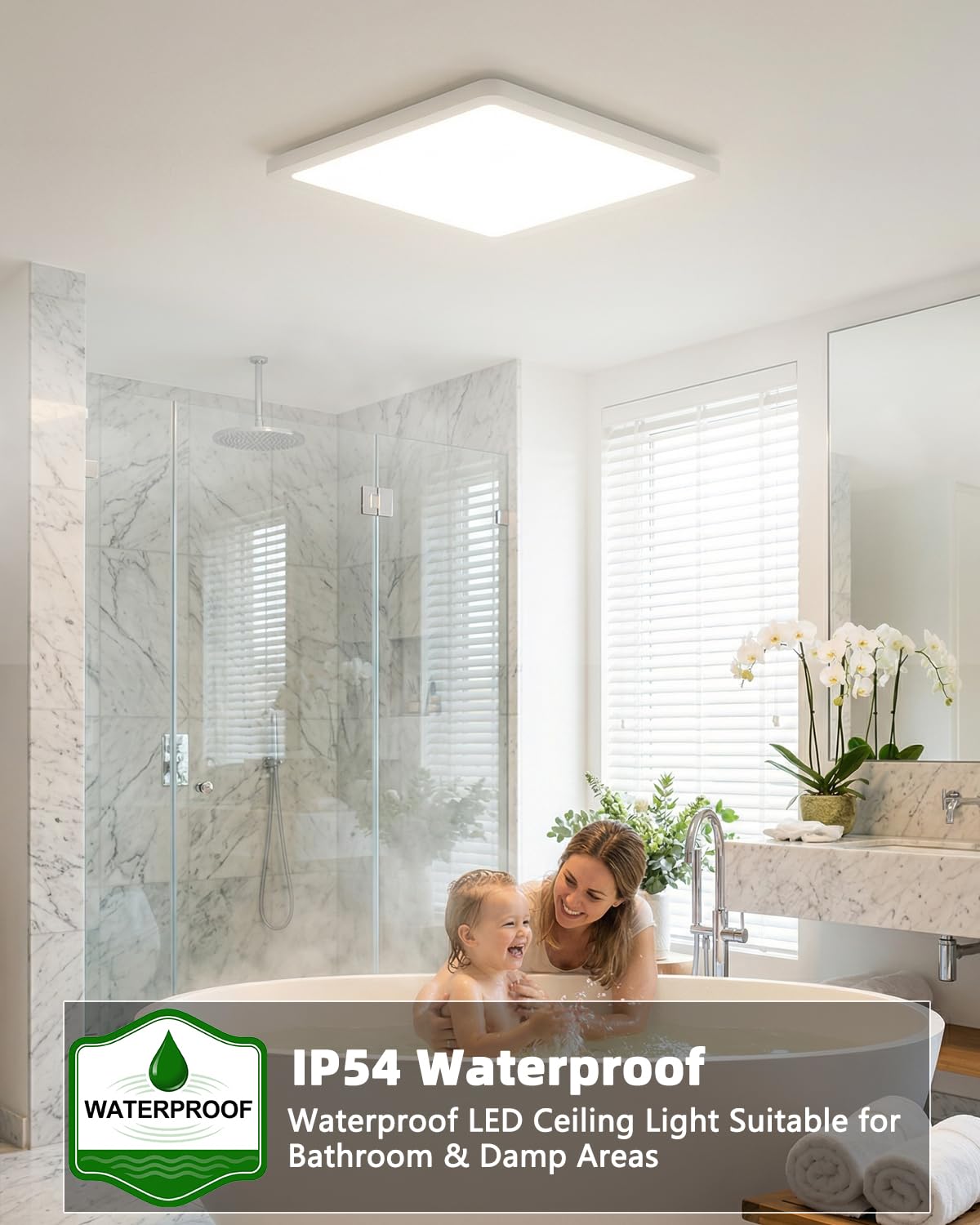 Bowfar Lámpara de Techo LED, Clase de Eficiencia Energética A, 14W 3000LM Lámpara con Mando a Distancia, Regulable de 3000K-6500K, IP54 Ultrafina para Baño Salón Cocina Dormitorio Pasillo Ø42x2,5CM