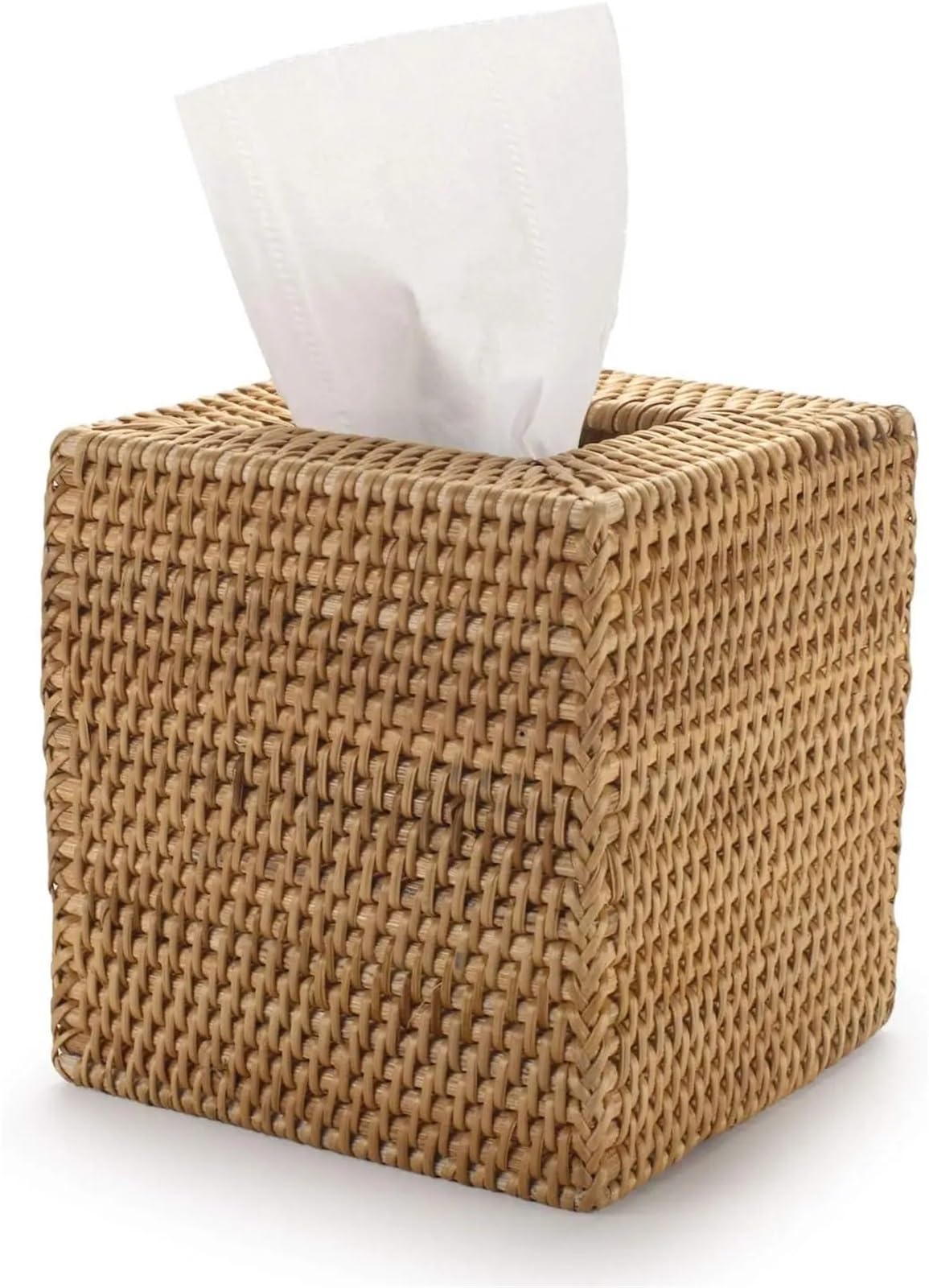 Rattan Tissue Box Cover Rectangle Wicker Holder For Living Room, Bathroom, Kitchen, Bedroom For Living Room,Dining Table(Brown)