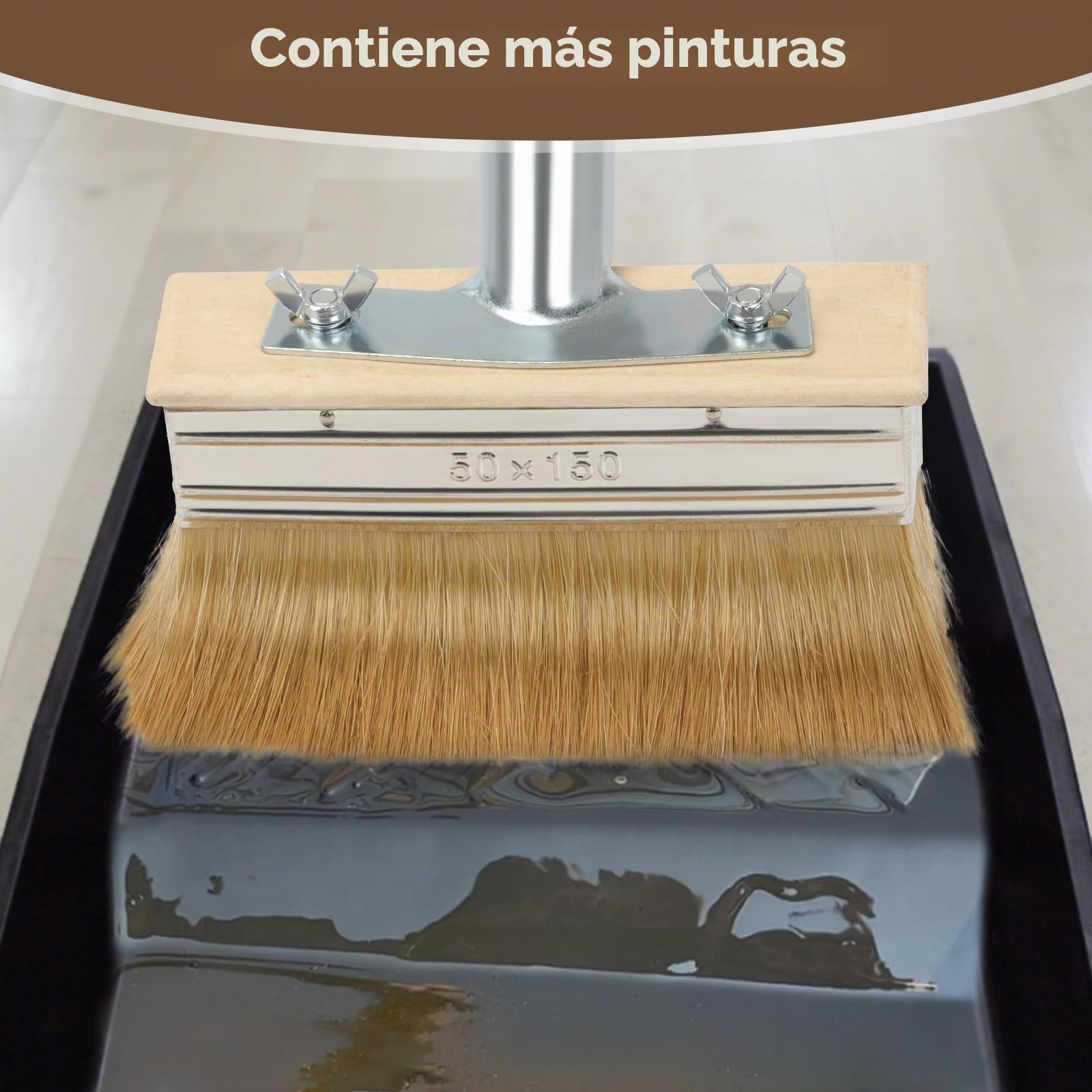 Tefola Brochas Pintura para Cubiertas con Mango Largo (158cm), Juego de 2 Pinceles de Pintura para Superficies de, Cepillo para terraza con Mango Extensible,18cm con Cerdas Gruesas para Pinturas