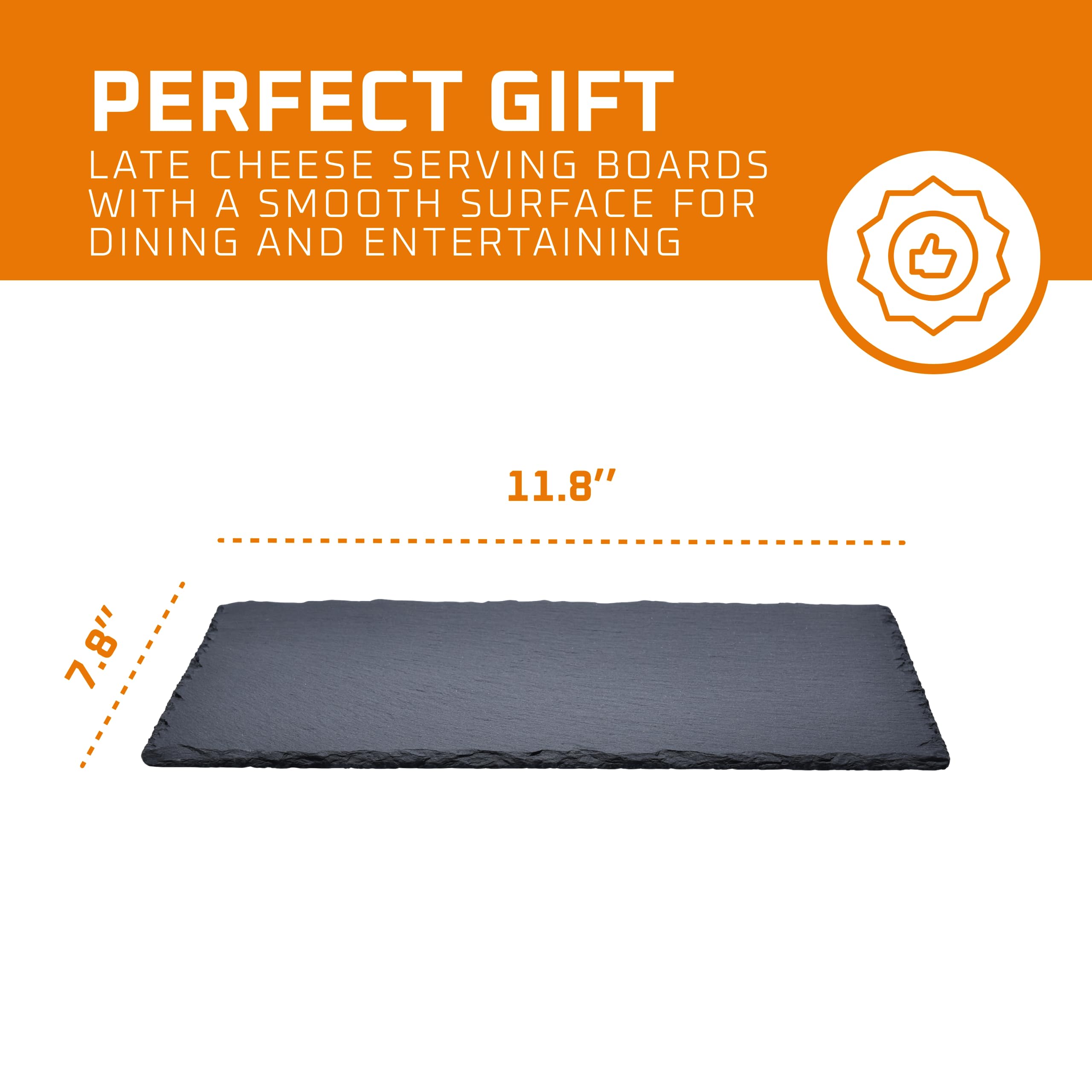 Bruntmor Slate Cheese Boards with 2 Chalks - Black Stone Plates - Slate Platter Tray - Charcuterie Boards - Display Chalkboard for Charcuterie, Meat, Cake - Set of 4 - Black - 12'' x 8''