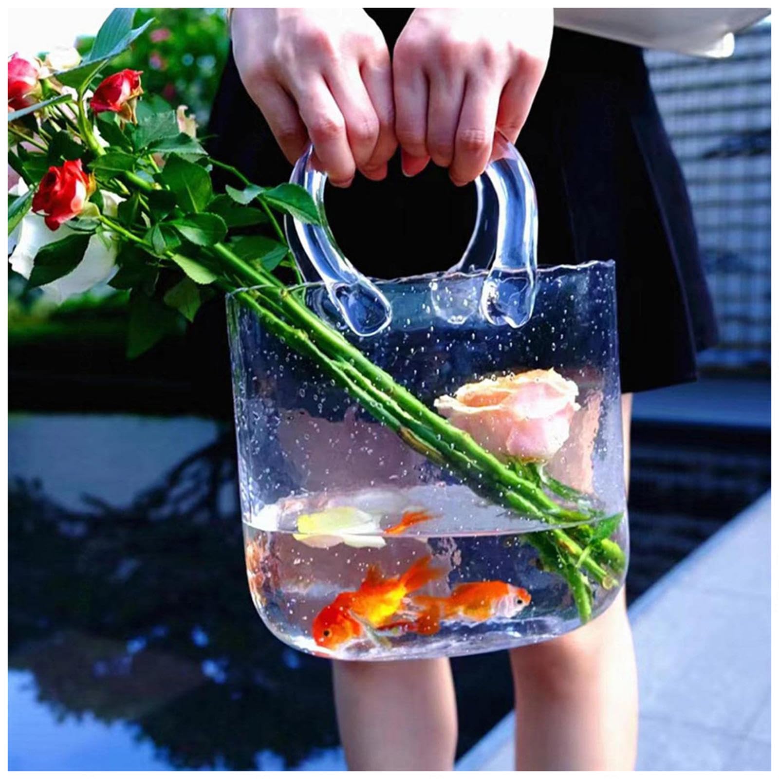Amazon.co.jp: 花瓶ハンドバッグ, ハンドルデザインのガラス