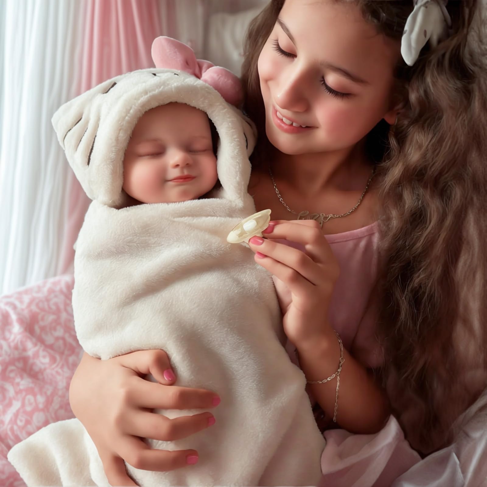 BABESIDE Muñeca Reborn Niña 43cm Realista Vinilo Suave con Accesorios