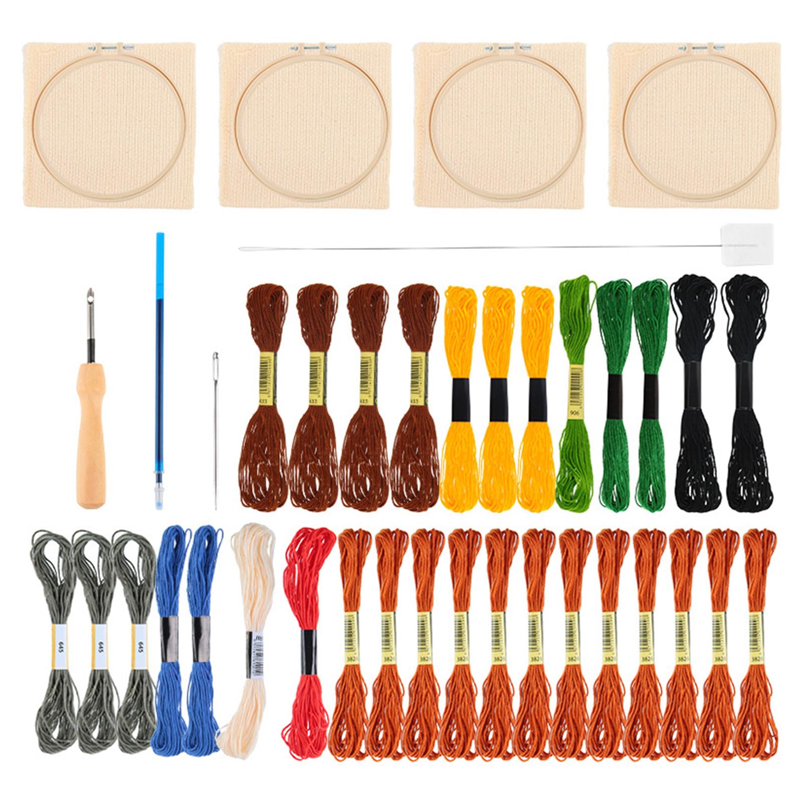Kalttoy Embroidery Kits for Beginners Includes Embroidery Hoop, Color Thread, Needle 4 Different Animal Kits Family Bonding Activity