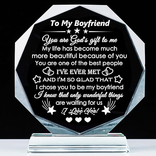 YWHL Regalos románticos para novio de novia, recuerdo de cristal único para mi novio, regalos de cumpleaños, aniversario, día de San Valentín,