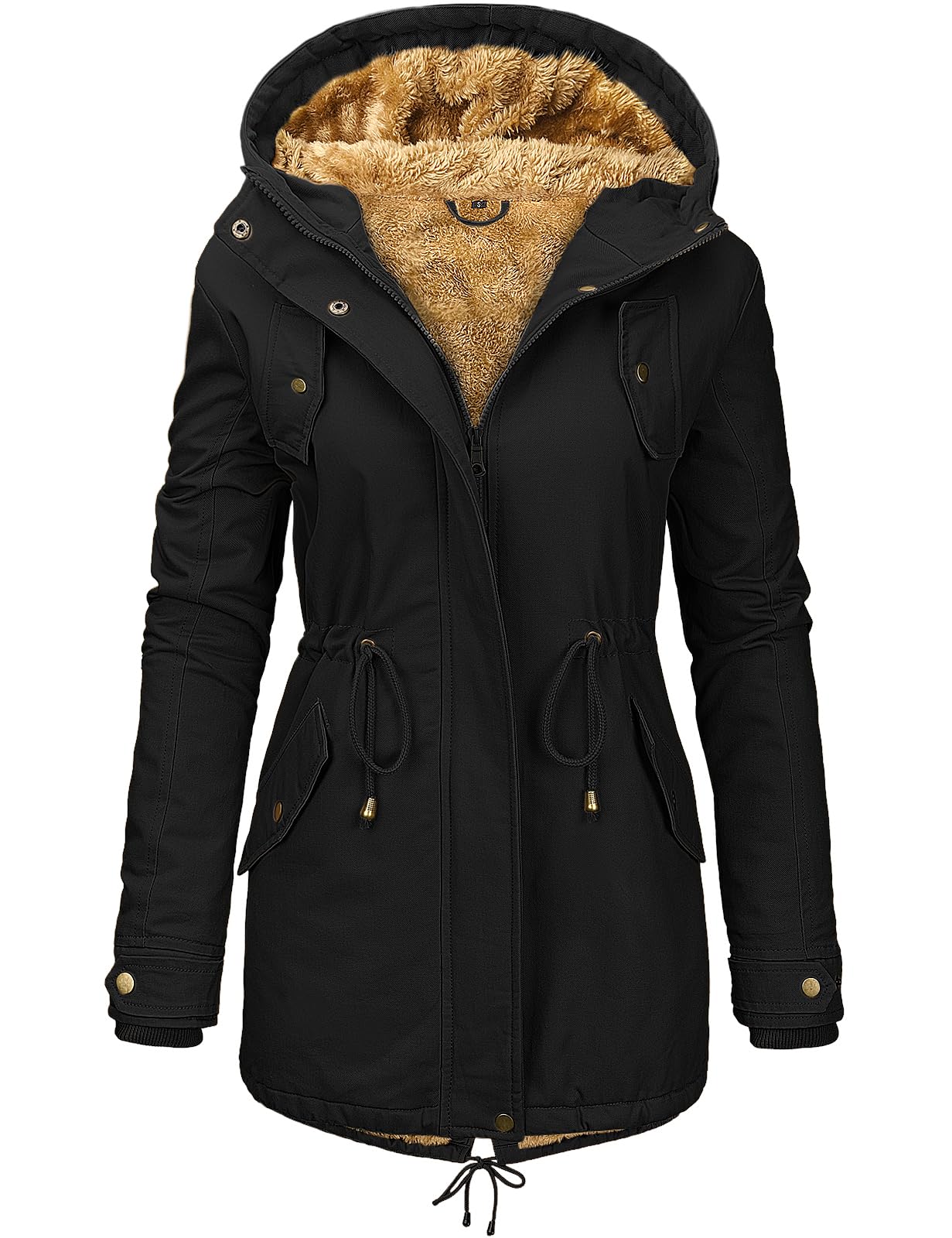 Vancavoo Cappotto Giubbotto Donna Parka Invernale Giacca Cappotti Imbottita Caldo Felpa con Cappuccio Media Lugghezza Giaccone Outdoor