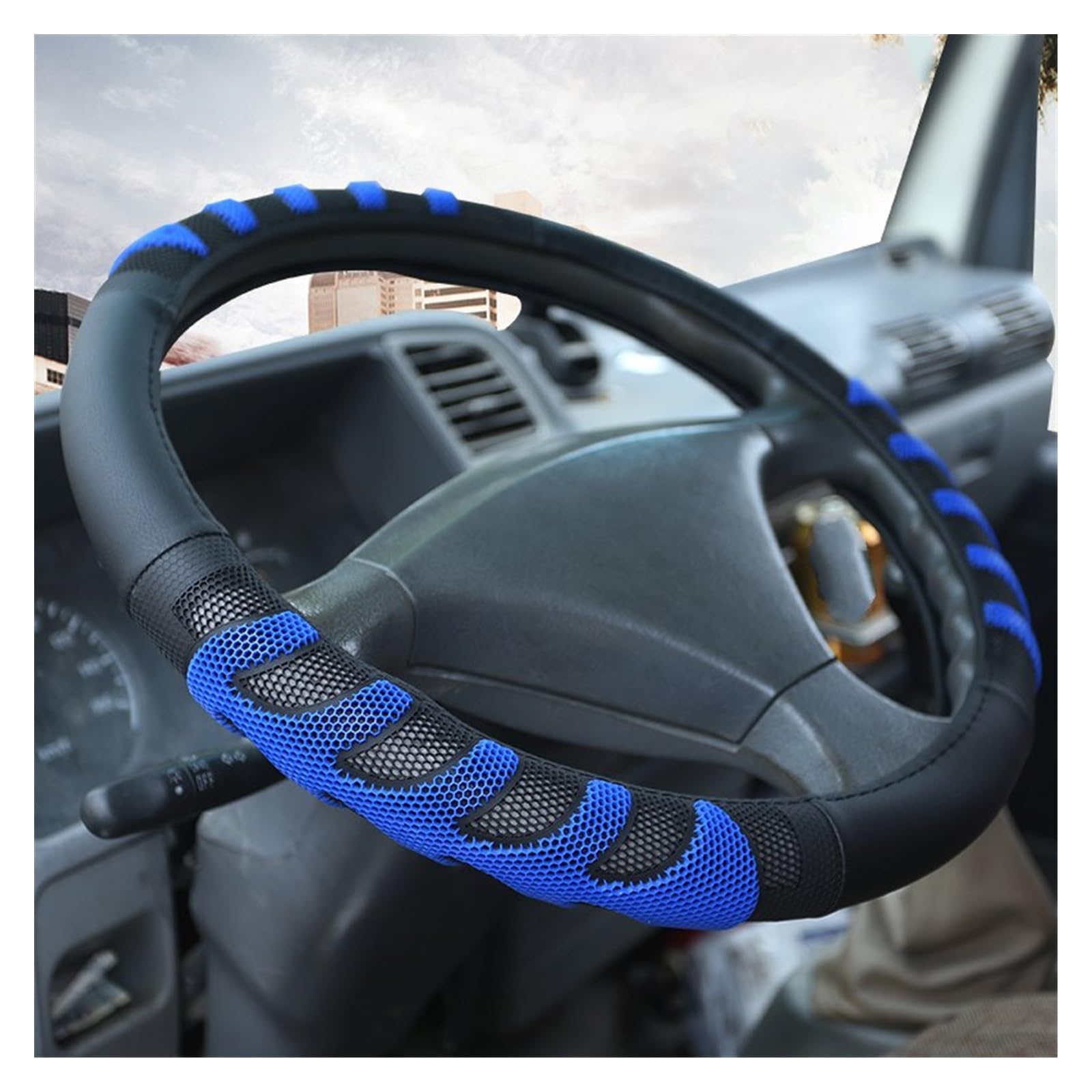Funda Volante Coche Cubiertas De Volante De Cuero PU Azul, Cubierta De Volante De Coche De Diámetro para Coche, Autobús, Camión, 36 38 40 42 45 47 50cm Cubierta Volante (Tamaño : 47CM)