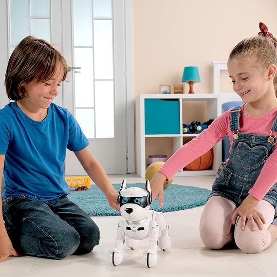 LEXiBOOK Power Puppy - My Smart Dog Robot to Train - Programmable Robot with Remote Control, Training and Gesture Control Function, Dance, Music, Light Effects, Toy for Children - DOG01