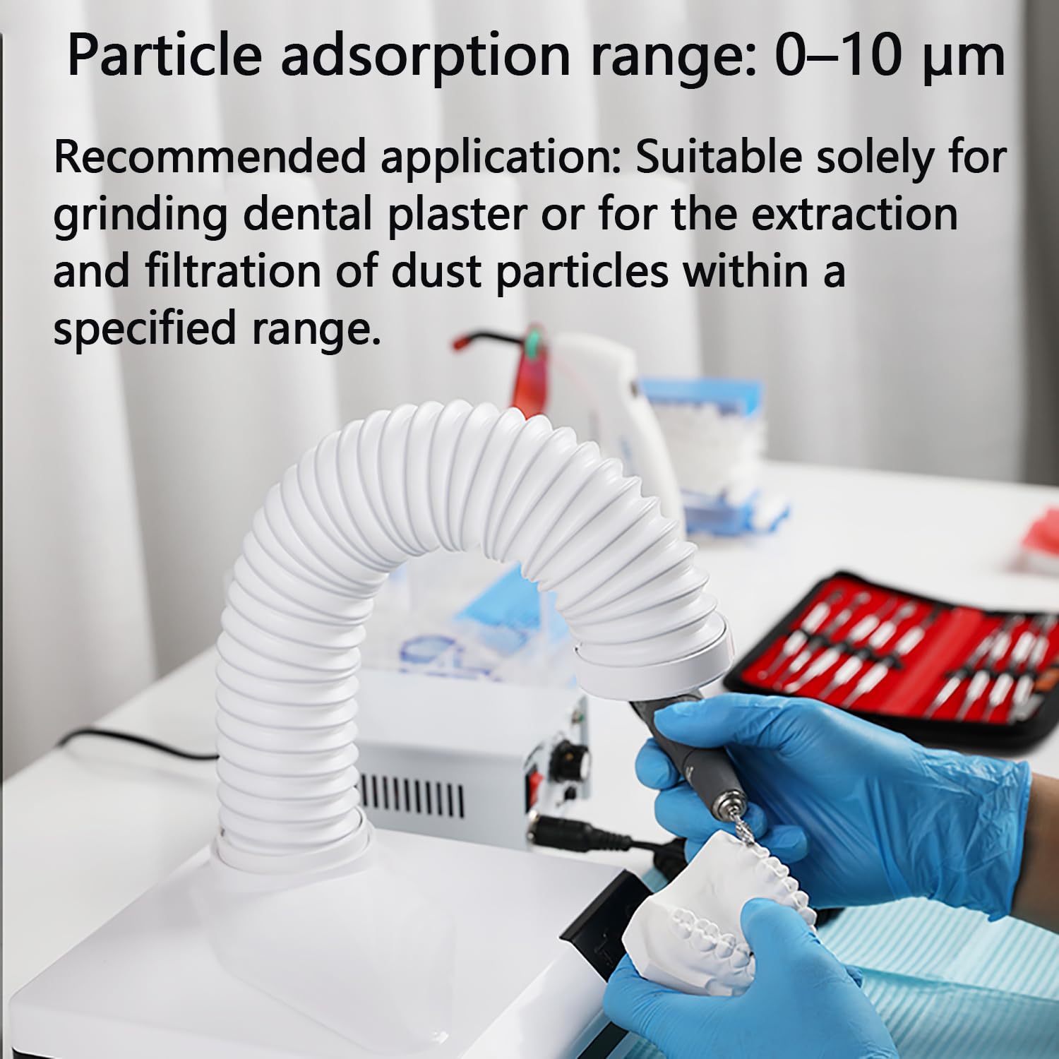 COYEUX Aspirapolvere Dentale Portatile, aspirazione polveri di lucidatura Dentale da 60 W, con Ventola/Luce LED/Tubo telescopico, per Laboratorio odontotecnico