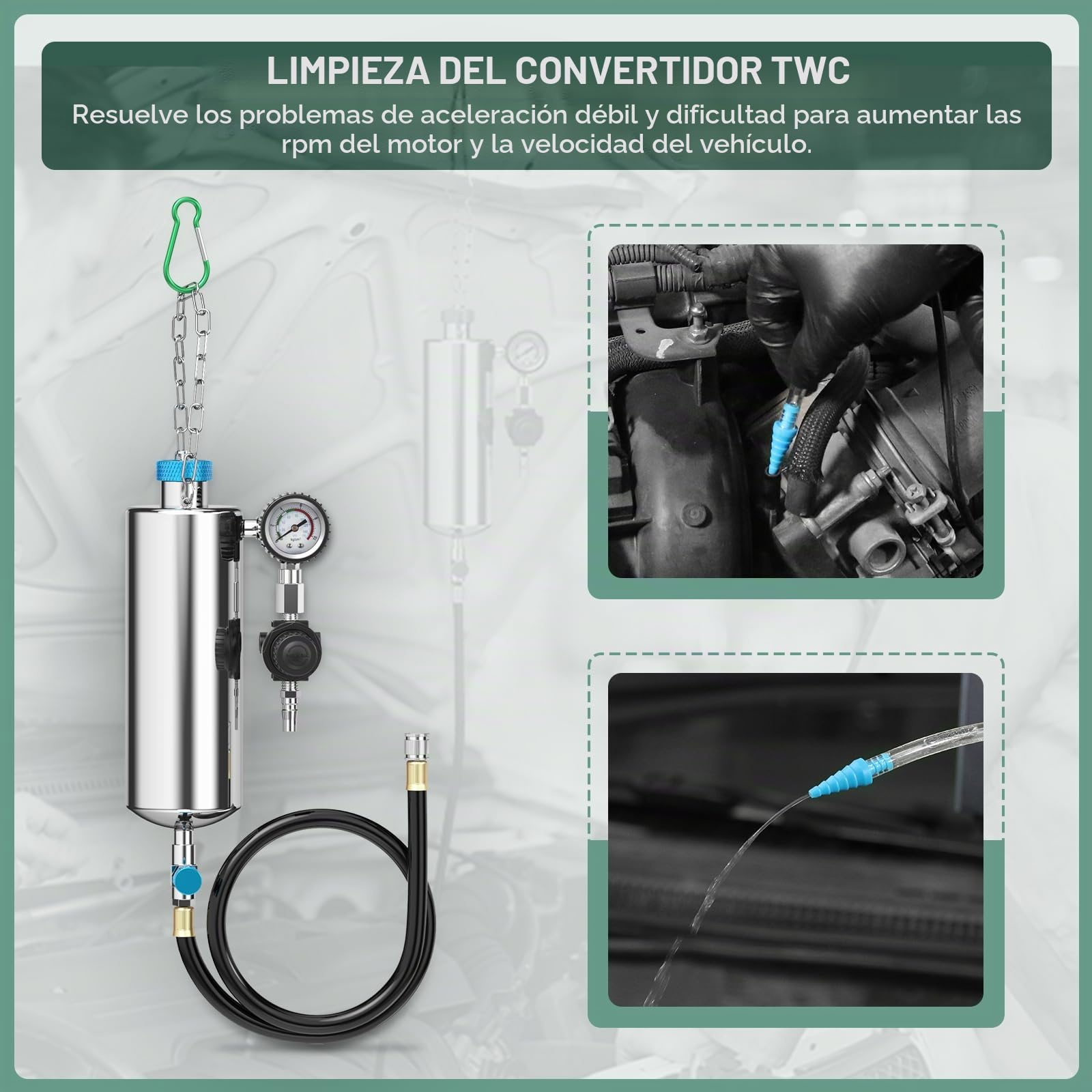 C80 Kit de herramientas limpiador de inyectores de combustible, Limpiadores de sistemas de inyección de combustible, 1000ML Kit de herramientas limpiador de inyectores de combustible de 150PSI