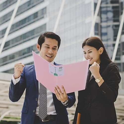 Miniatura 8 de Phyxin Carpeta de plástico para presentaciones, 20 bolsillos, carpetas de archivos, fundas transparentes, protectores de libros, organizador de