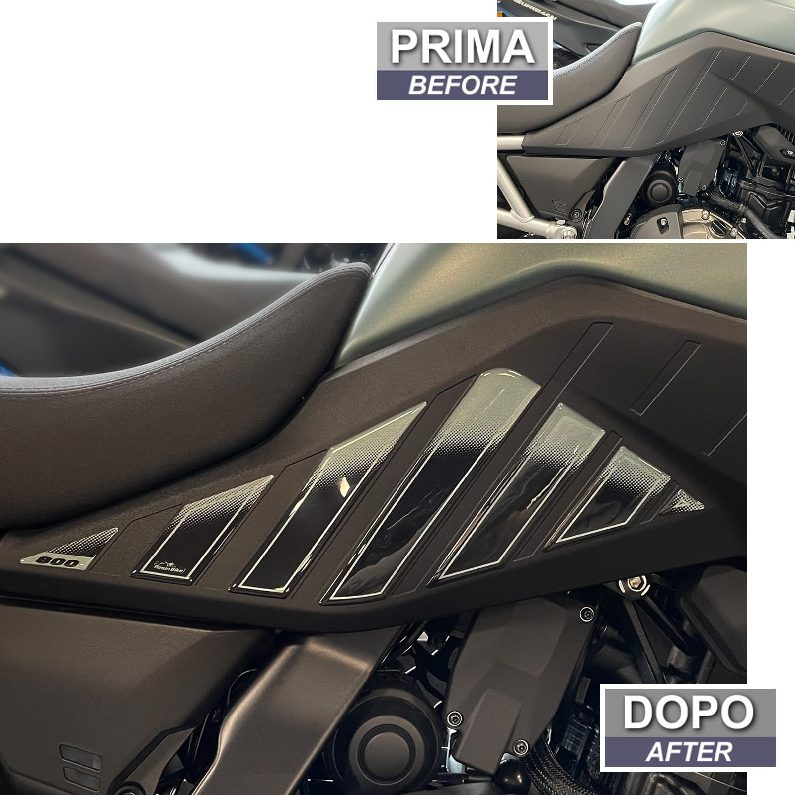 Resin Bike Aufkleber Motorrad Kompatibel Mit Suzuki V-Strom 800 SE 2023-2024. Motorrad Seitenschutzgitter Tank-Schutzfolie vor Stößen und Kratzern. Aufklebersatz 3D-Harzklebstoff - 3D Stickers