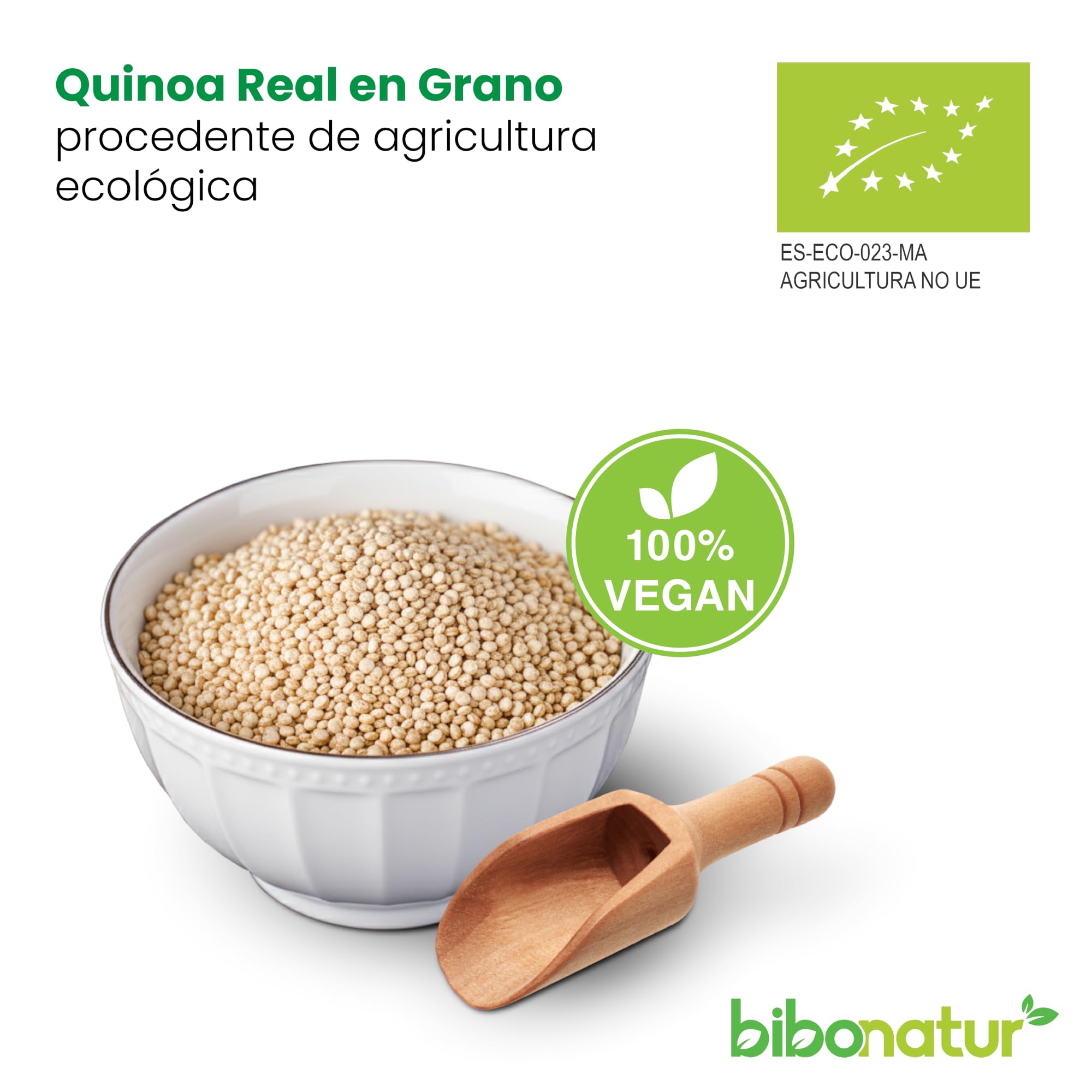 Bibonatur Quinoa Real en Grano BIO 500 gr. 100% Natural. Apta para Dieta Vegana. Cultivo Ecológico Certificado