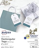 Avery Printable Tags with Strings, 2x3.5 Inch White Rectangle, 96 Pack - Customizable for Gifts, Products & Crafts
