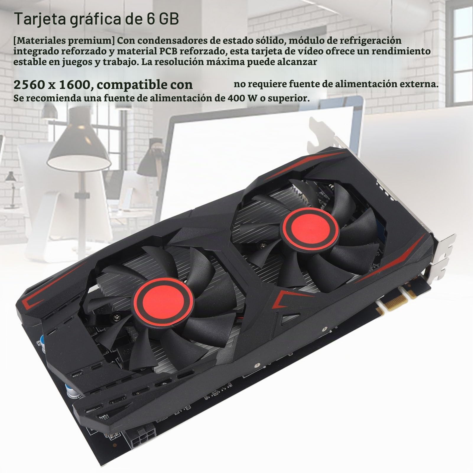 Tarjeta Gráfica 550TI 6GB GDDR5, 192 - bit, HDMI VGA DVI, Tarjeta de Gráficos de Video de PC de Computadora, PCI Express 2.0 con Ventilador de Enfriamiento Silencioso