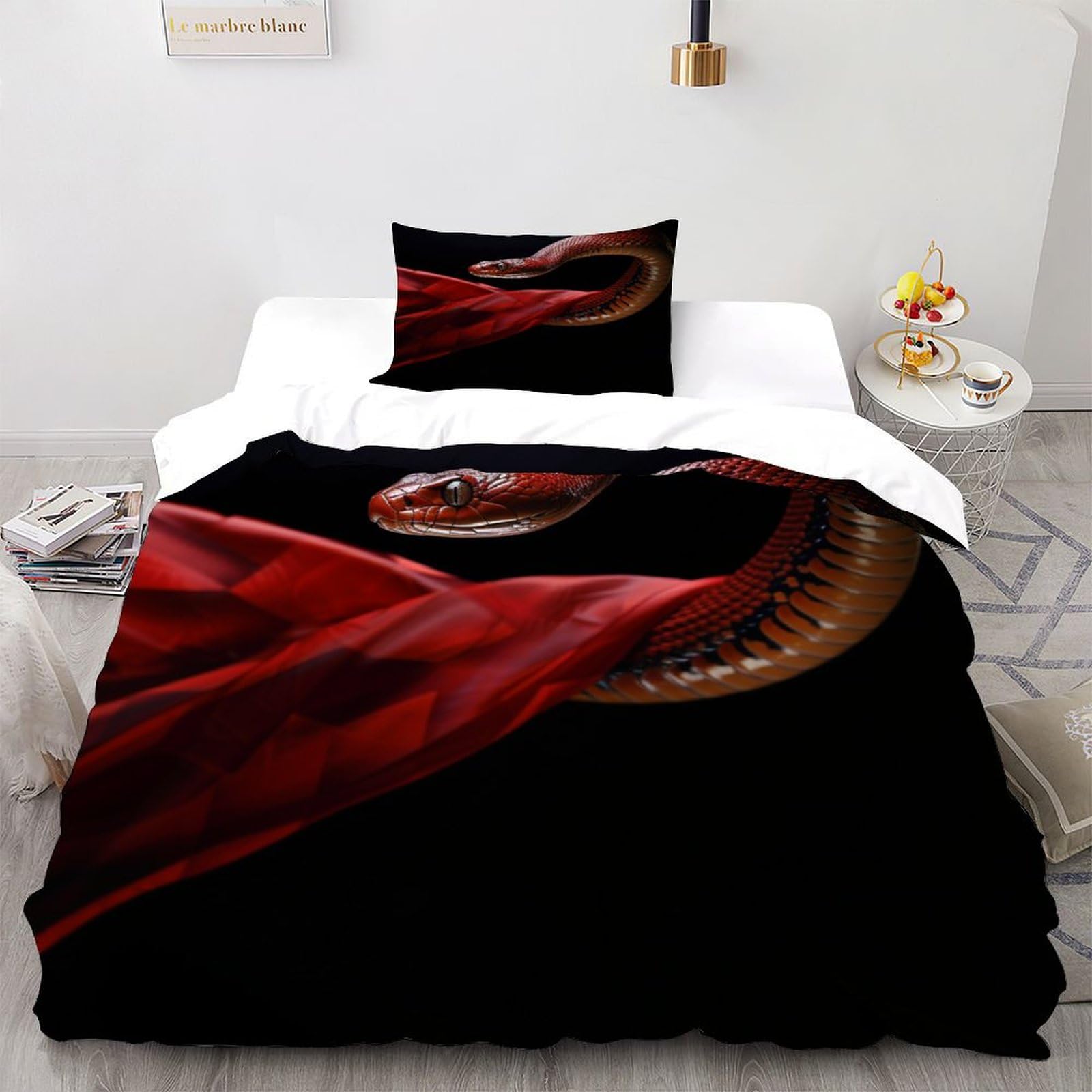 Housse de couette Red Snake en microfibre de qualité supérieure pour lit une place