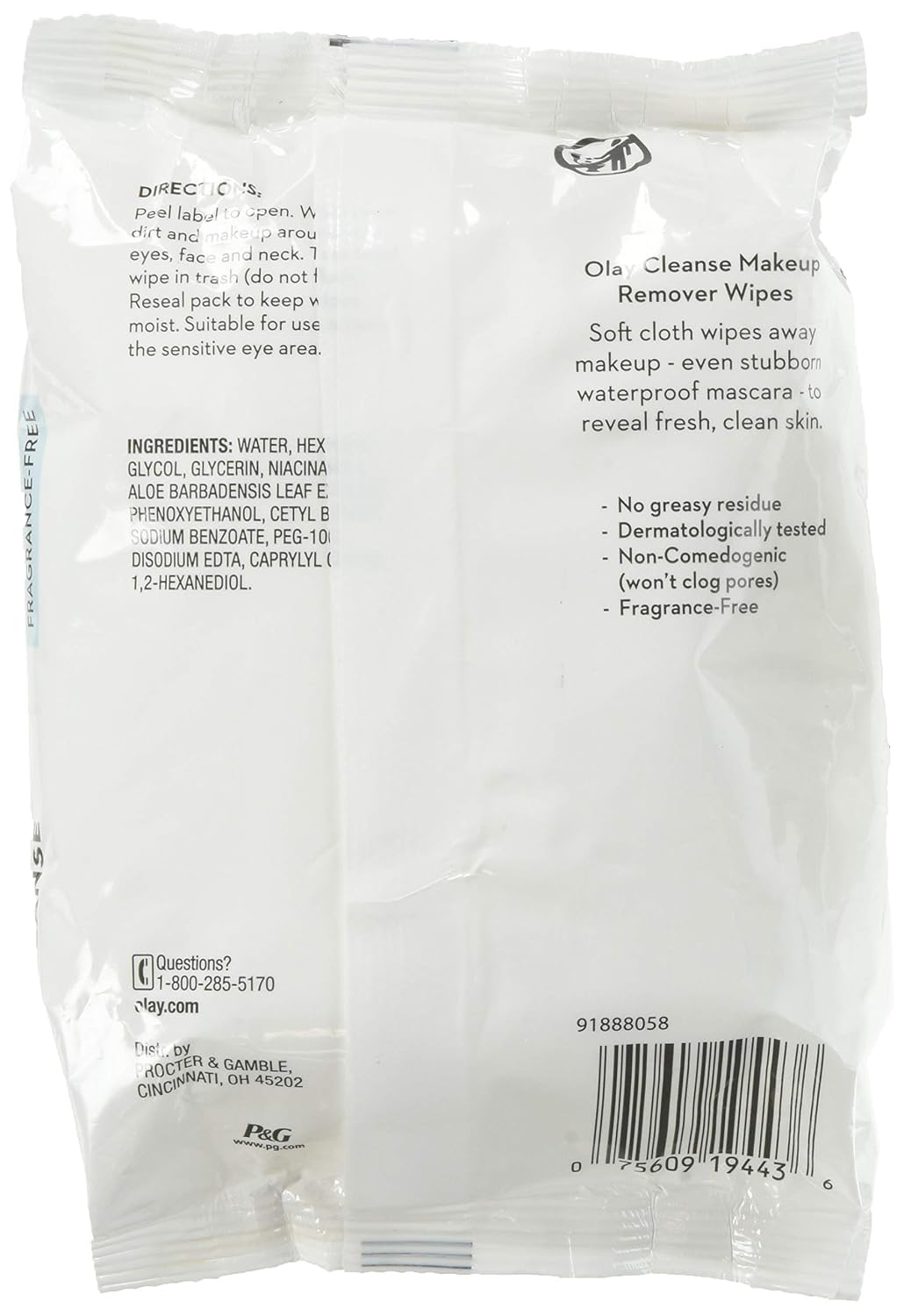 Olay Make-Up Remover Towelettes 25 Count Fragrance Free (3 Pack)