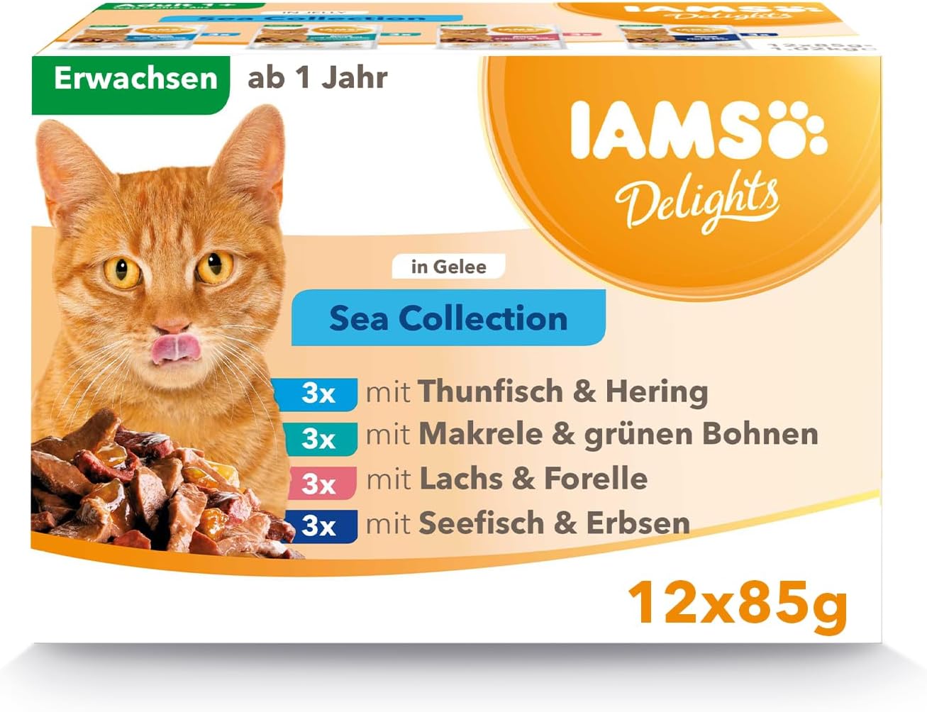 Dürfen Katzen Thunfisch In öl Essen IAMS Delights Sea Collection Katzenfutter Nass - Multipack mit Fisch