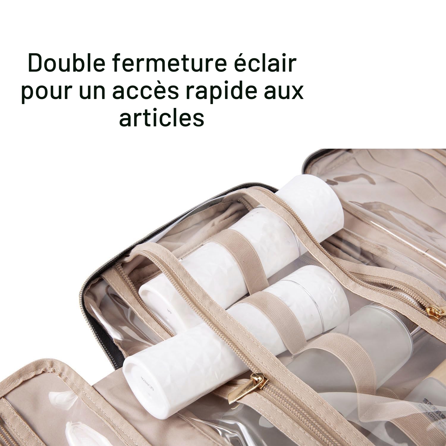 Bagsmart - Trousse de toilette de voyage avec crochet de suspension - Résistant à l'eau - Pour accessoires, shampooing, articles de toilette, noir (noir) - BM0108120AN001-FUS