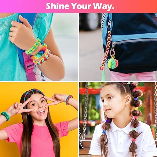 Miniatura 4 de IQBOX Kit de fabricación de pulseras, artes y manualidades para niñas de 8 a 12 años, bandas de arco iris, juguetes de bricolaje, regalos de