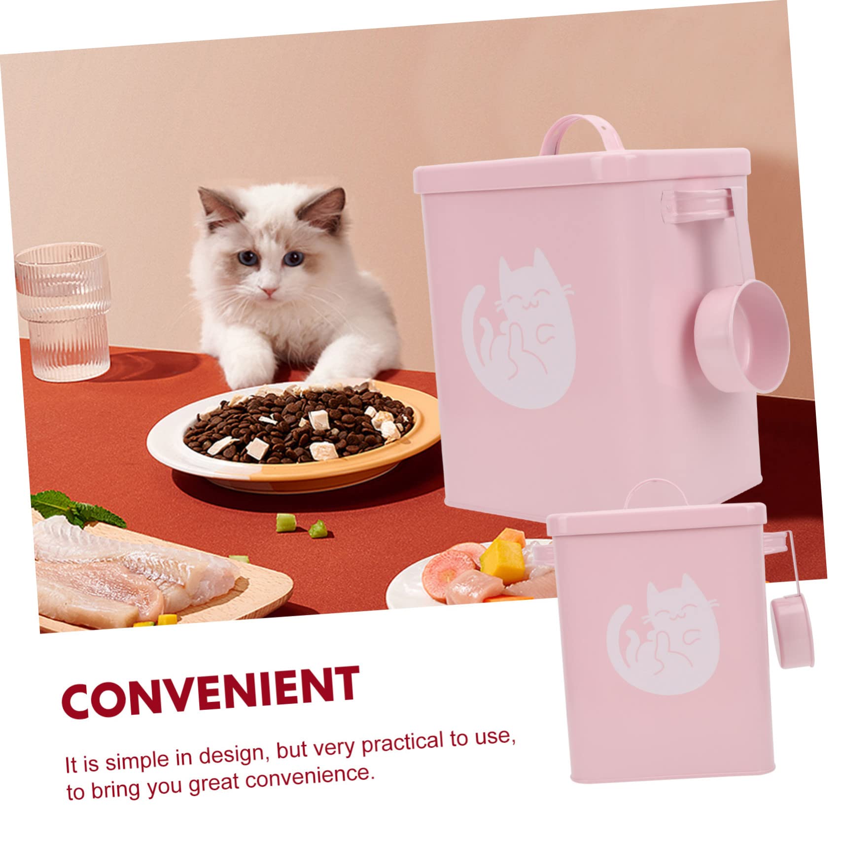1juego Contenedor De Comida Para Mascotas Con Tapa Cubo Almacenamiento De Piensos Para Perros y Gatos Diseño Elegante y Prueba De Humedad Para Alimentos Secos y Snacks