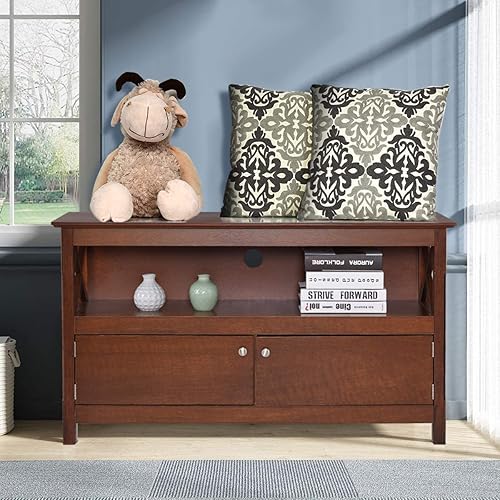 Miniatura 2 de LUARANE Soporte de TV, mueble de TV moderno para TV de hasta 50 pulgadas, consola de TV con 2 puertas, estante de almacenamiento abierto, marco en