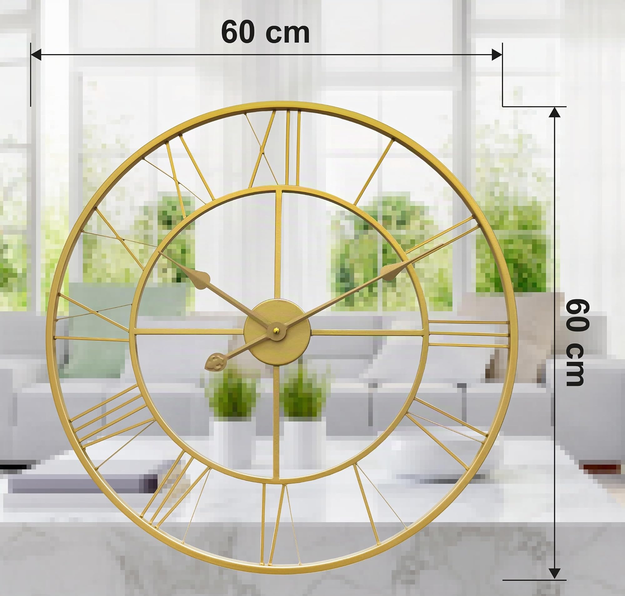 Technoline WT1618 - Reloj de Pared (60 cm, Metal, con números Romanos, Filigrana, Color Dorado
