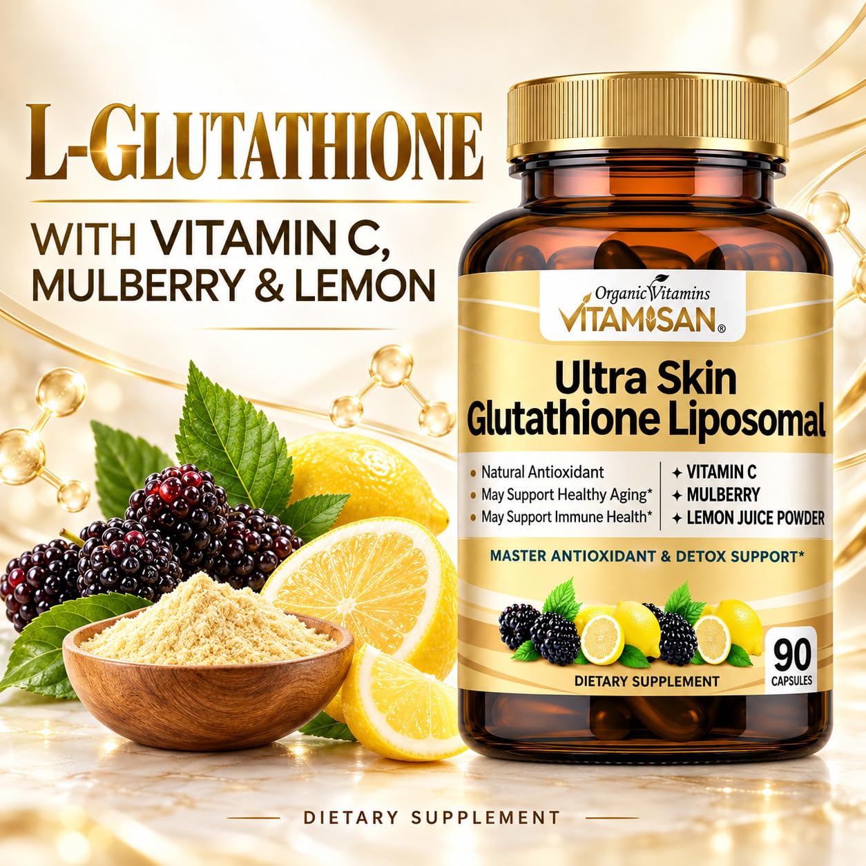 VITAMISAN Glutathione Liposomal, NAC, Milk Thistle, Collagen, Total, 90 Capsules, Made in USA, Fresh — Amazon image 3