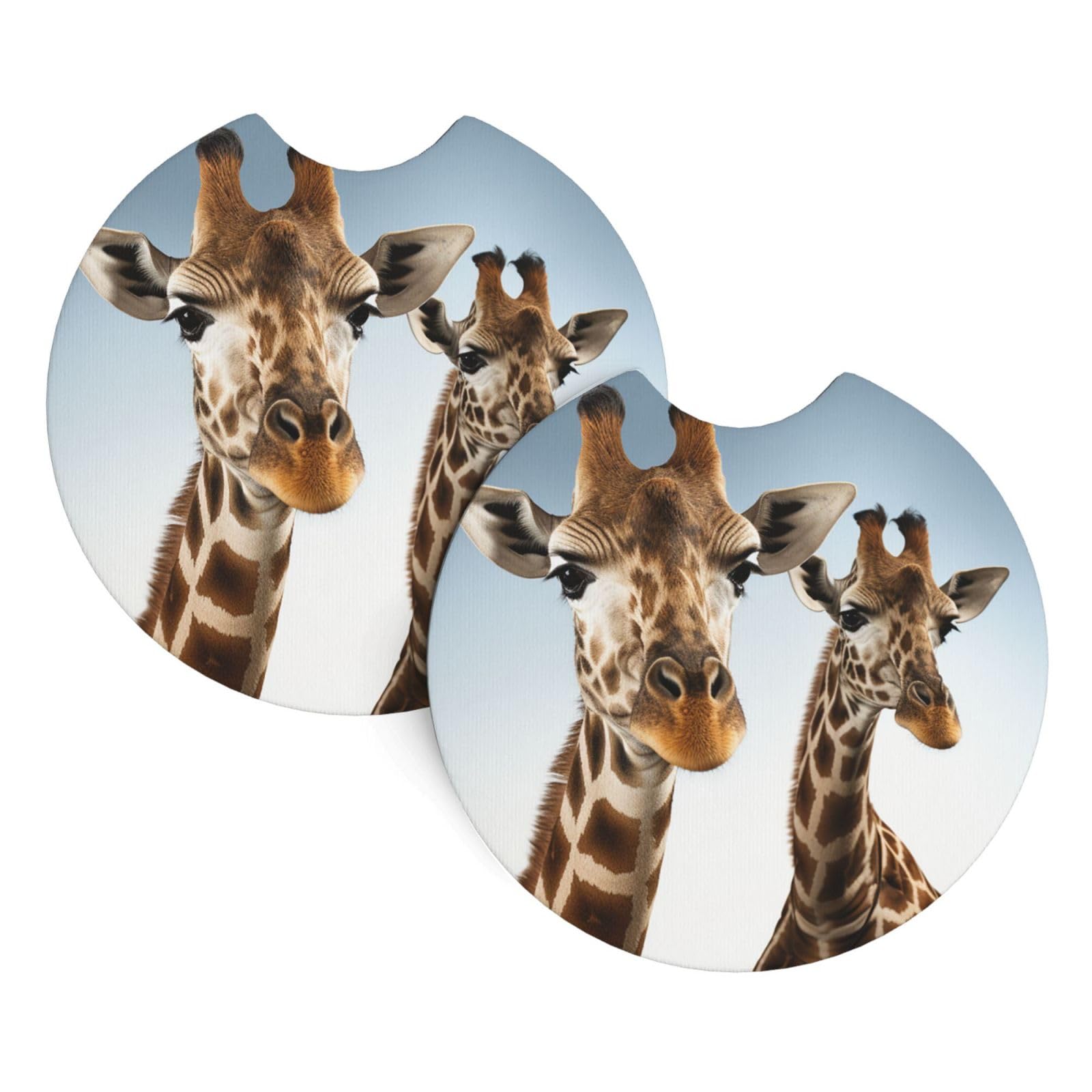 2PCS Car Coaster for Cup Holders Universal Auto Cup Mat Necks of Giraffe Cup Coaster Pad 2.7" Waterproof Neoprene Non-Slip Cup Holder Coasters Car Interior Accessories for Women Men