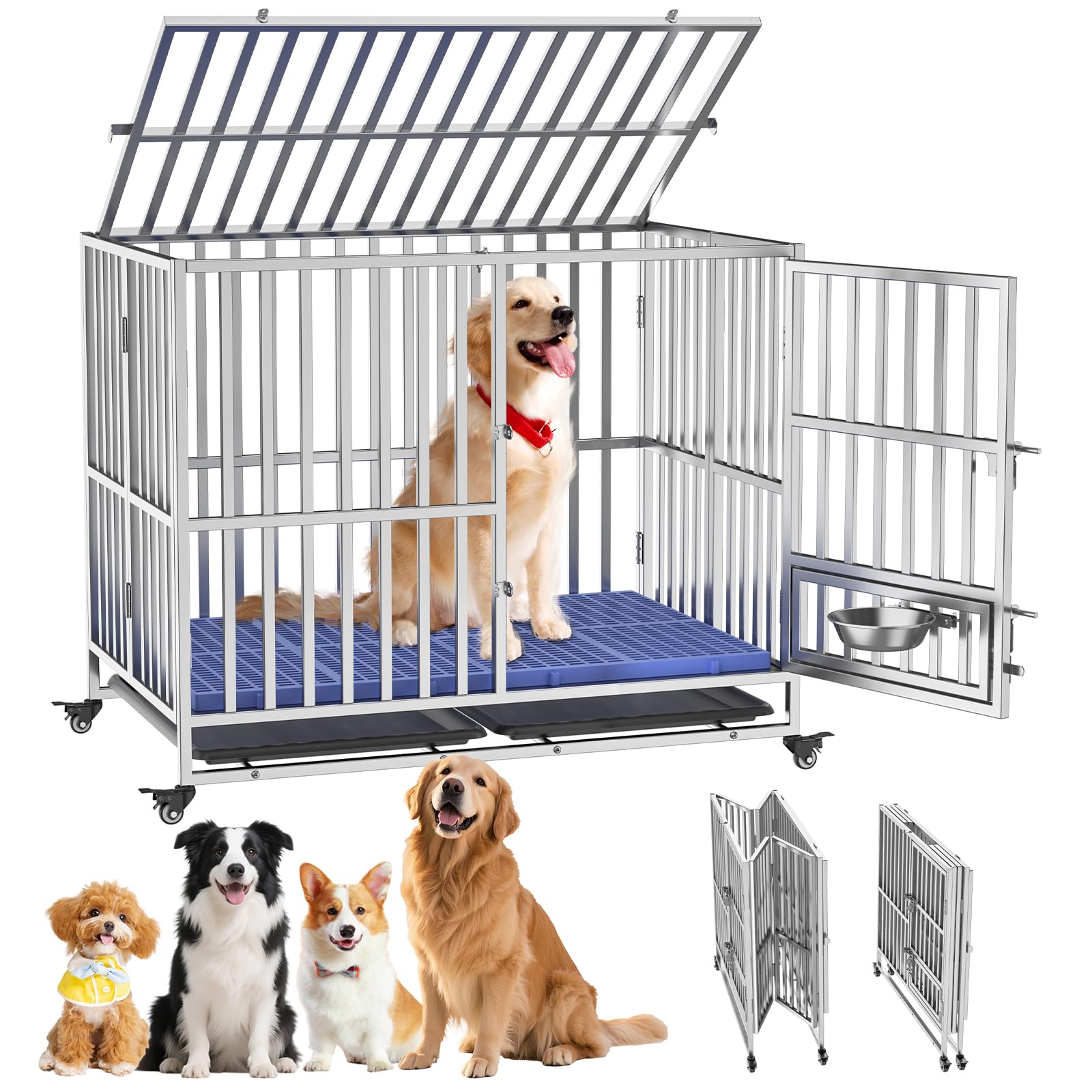 Amazon.co.jp: Xverycan 大型犬 ケージ ステンレス鋼製 折りたたみ式
