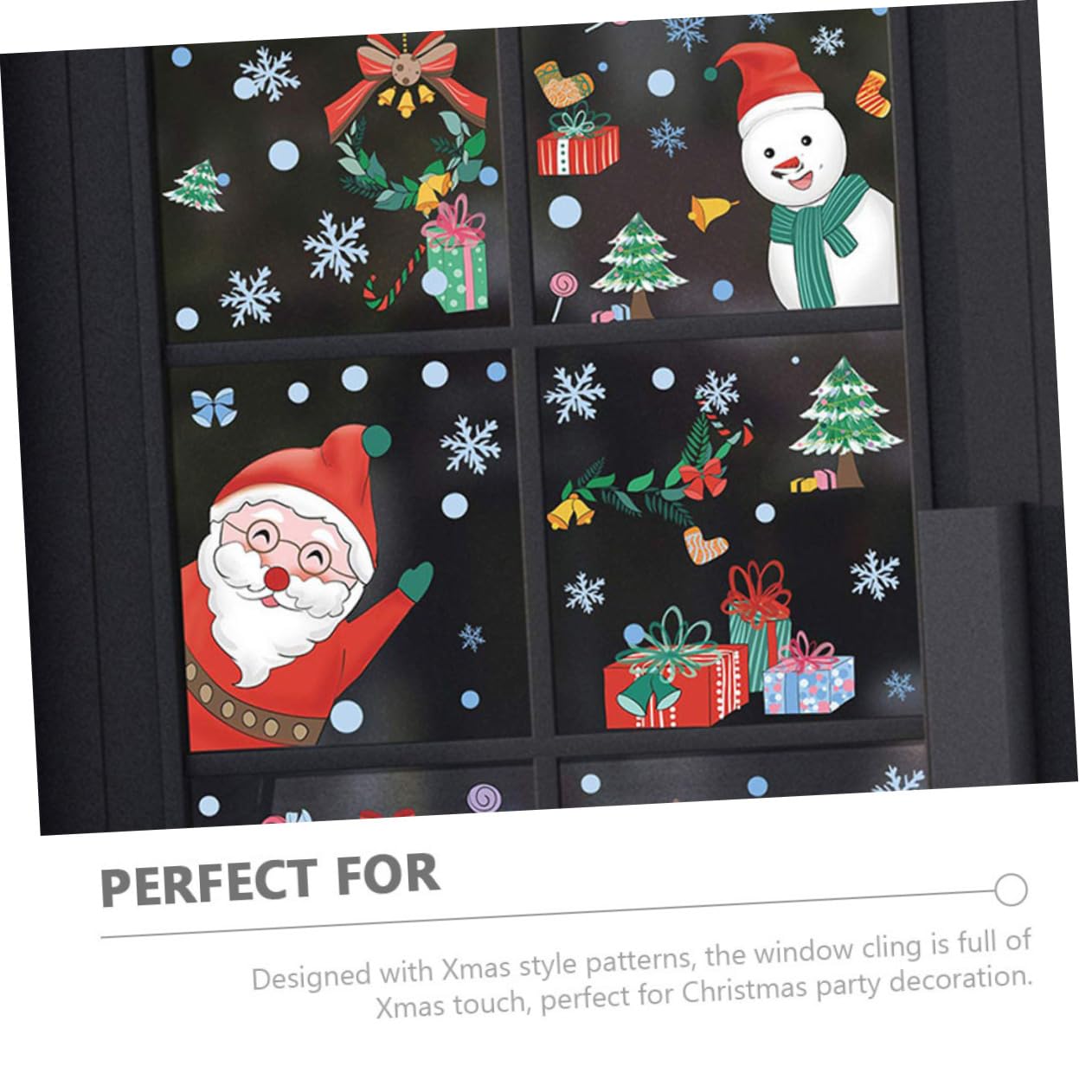 Zerodeko Lot De 5 Autocollants Statiques De Noël En Pvc Motif Dessin Animé Pour Fenêtre Décoration De Noël 6 Feuilles X 5