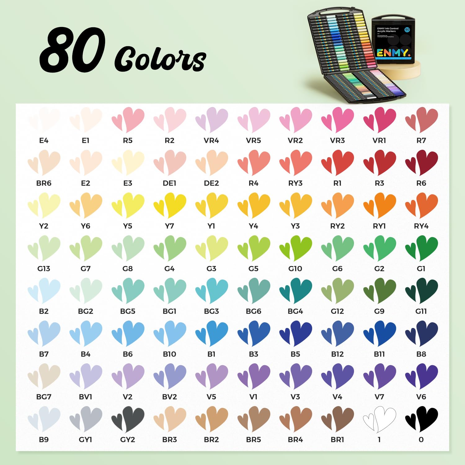 ENMY 80 Farben Acrylmalstifte, Direkte Flüssige Acrylmalstifte, Stoffmarker für Textil, Leinwand, Felsen, Glas, Holz, Papier, DIY, Acrylfarben Stifte für DIY Bastelbedarf