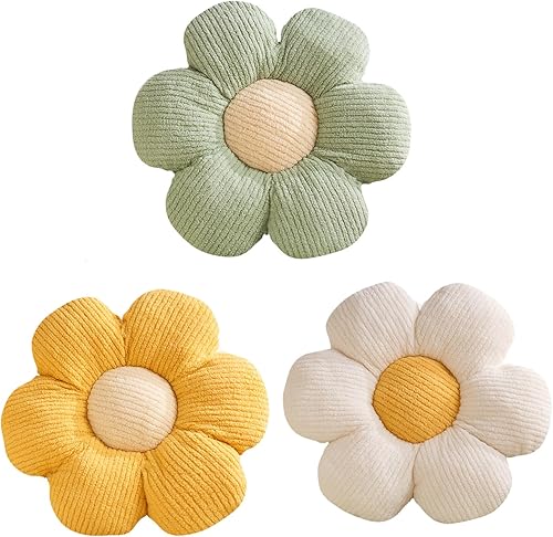 Miniatura 16 de 3 PCs Cojines con Forma de Flores Cojín con Forma de Flores Cojín Decorativo de Margarita para Cama Lindas Almohadas Decorativas 3 piezas-3,3