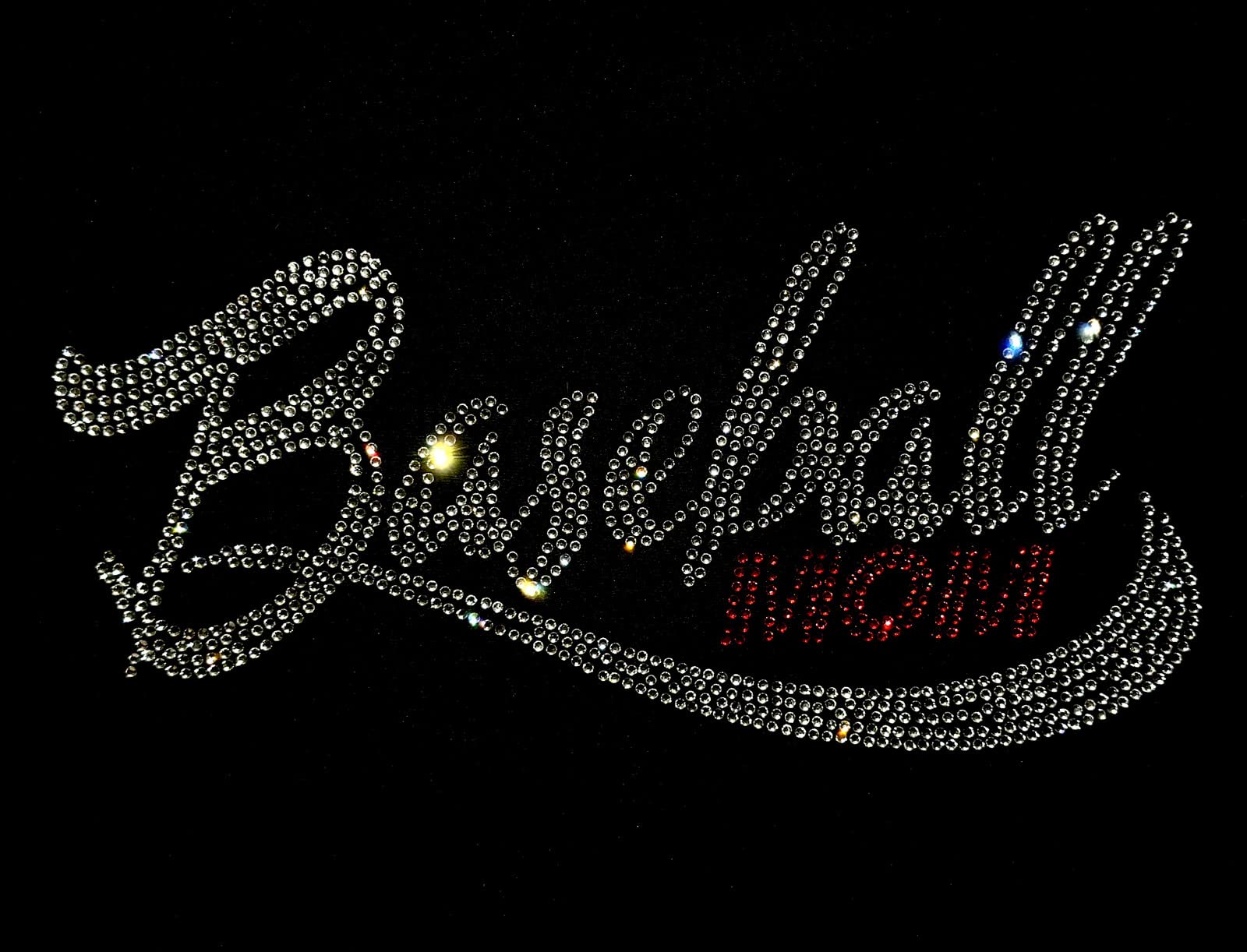 Set of 2 Bling Baseball Mom Iron on 8.3' Width Rhinestones Patch Crystal Hotfix Heat Transfer DIY Applique