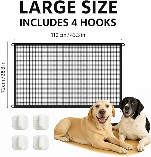Miniatura 2 de Malla de puerta para mascotas sin taladro, fácil de instalar, buen ayudante, valla de seguridad plegable portátil para perros para escaleras y