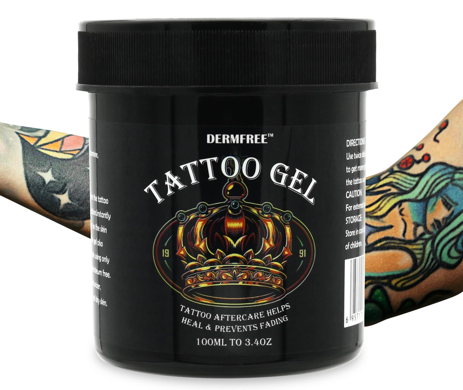 Tattoo Care Cream 3.4 Ounce - Suitable for Tattoo Balm Before, During & After Tattooing - Refresh, Color Enhancement & Moisturizes