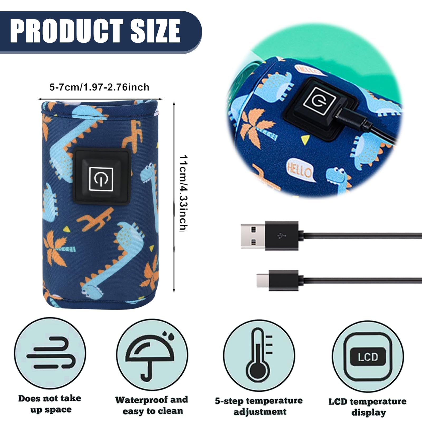 Chauffe-biberon USB avec écran LCD, idéal pour les déplacements