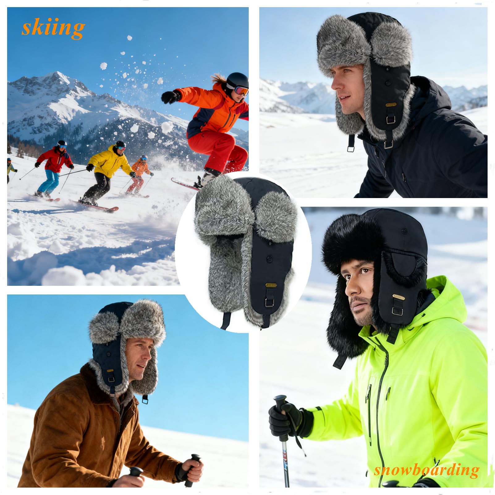HEYANN Casquette Chapka Homme Bonnet Cache Oreille Homme Hiver Aviateur Sovietique Chapeau Trappeur Fourrure Russe Ushanka Femme Bonnet Homme Hiver