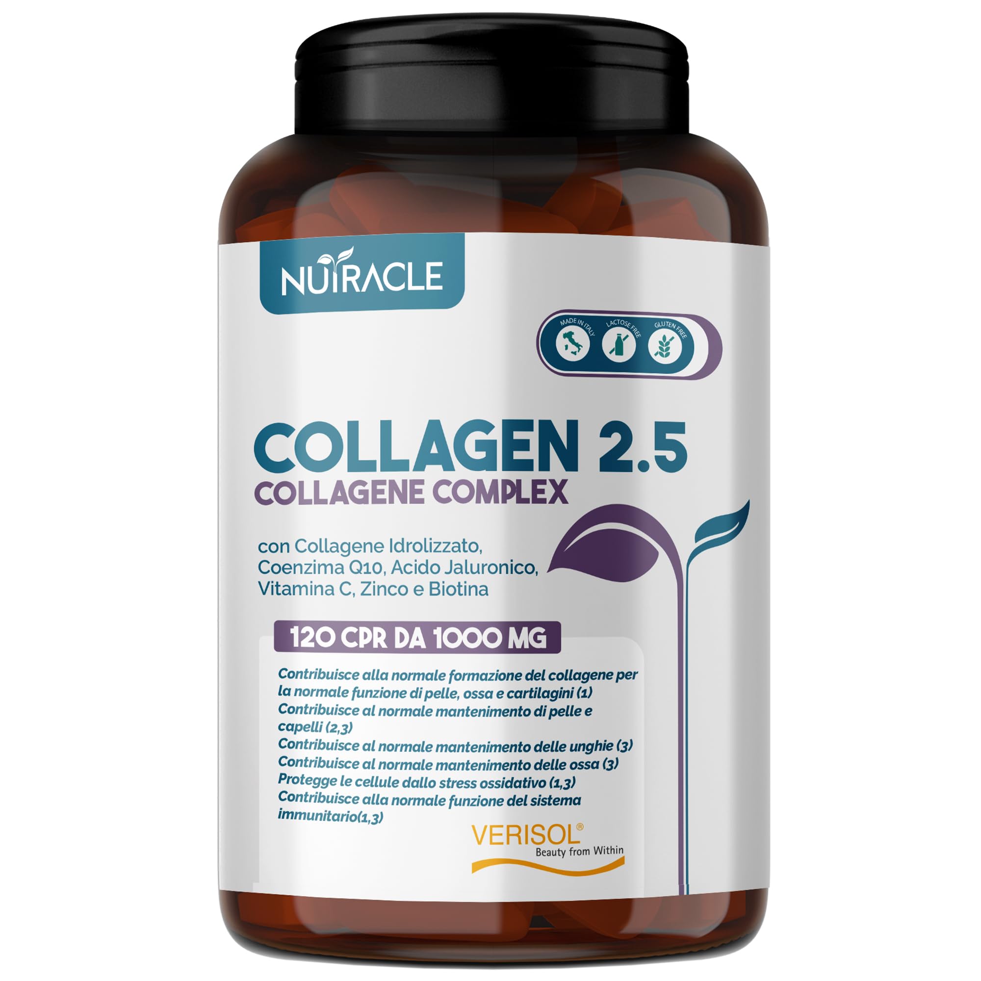 Collagene Idrolizzato Verisol® 2500 mg + Acido Ialuronico + Coenzima Q10 - Integ