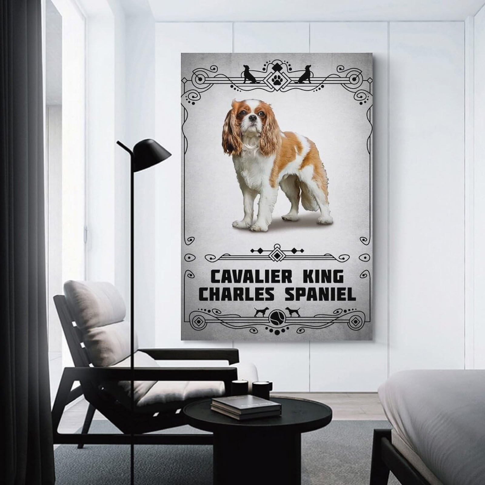 Junmoney Canvas Wall Art Cavalier King Charles Span, 24x36inch(60x90cm), for Living Room, Lounge Or Sitting Room, Canvas Styling for A Polished Room Look