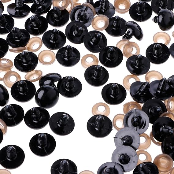 100Pcs/Bag Plastic Safety Eyes Plastic Eyes with Washers DIY Doll Toy Eyes Black Plastic Safety Eyes Puppets Doll with Washers