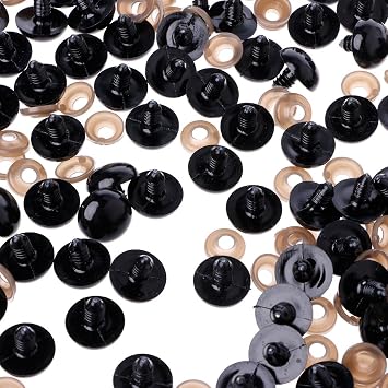 100Pcs/Bag Plastic Safety Eyes Plastic Eyes with Washers DIY Doll Toy Eyes Black Plastic Safety Eyes Puppets Doll with Washers
