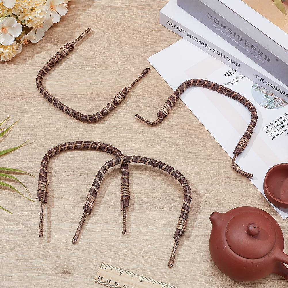 PH PandaHall 4 asas de metal de ratán para tetera de repuesto, mango flexible, mango ajustable, accesorios de té, suministros para ollas de cerámica, tetera japonesa con cable, marrón, 13 cm