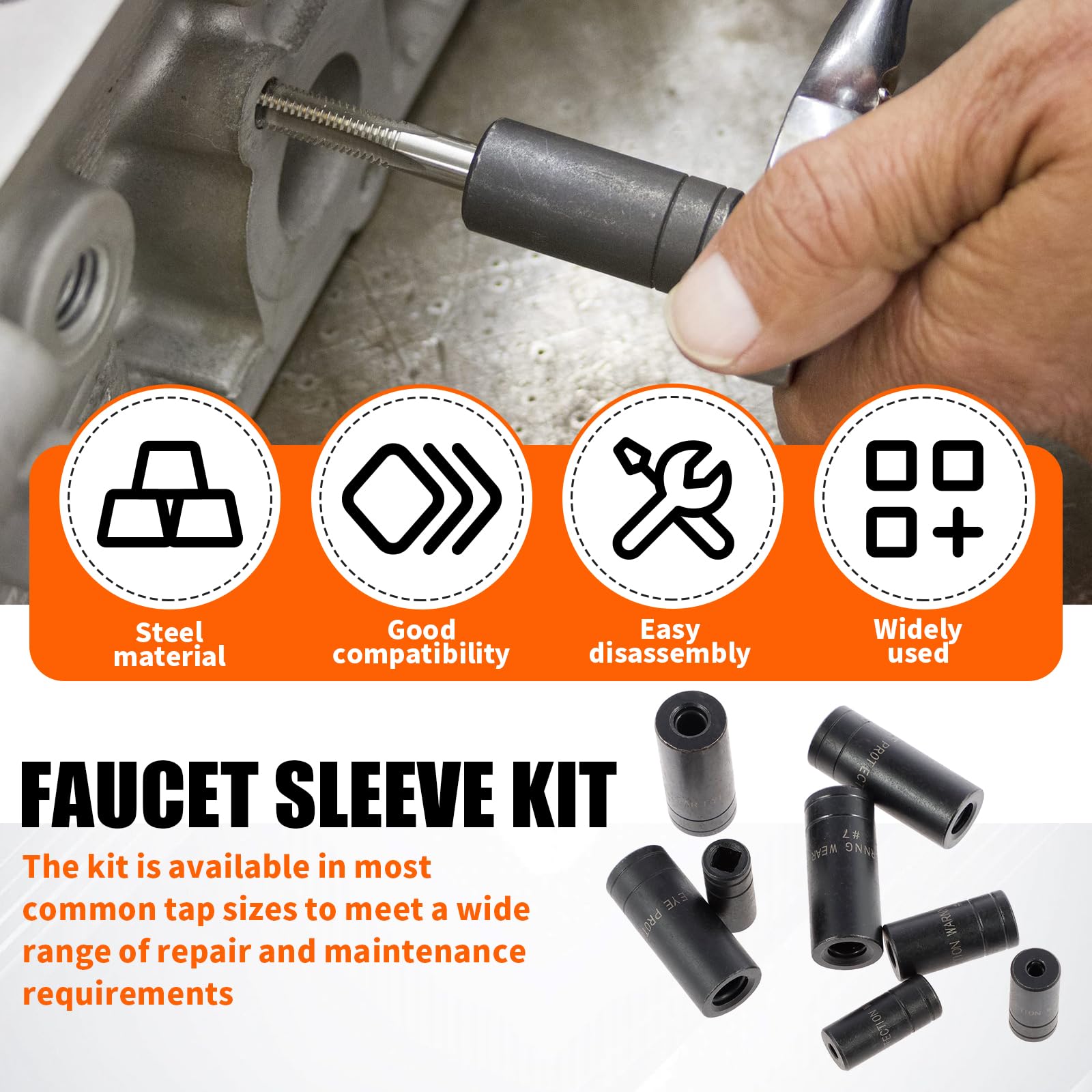 8-Piece Steel Tap Holder Socket Kit – 1/4 & 3/8 Drive, Standard & Metric Threading, For Tight Spaces
