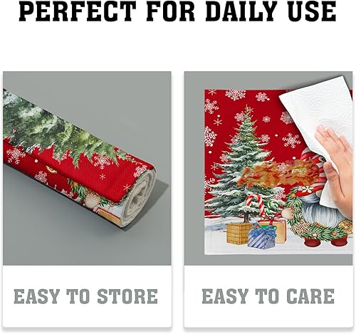 Miniatura 6 de Juego de 4 manteles individuales de gnomo de Navidad de 12 x 18 pulgadas, manteles individuales de invierno antideslizantes resistentes al calor