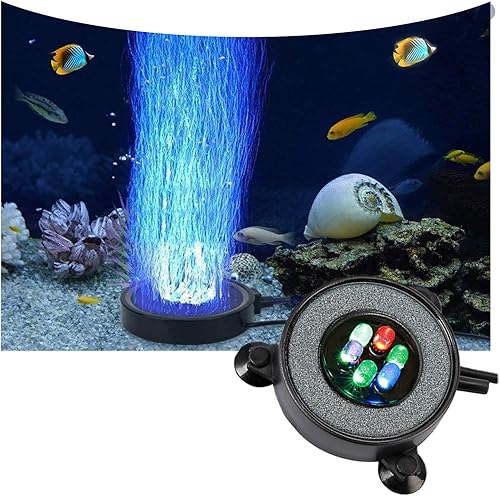 Lámpara LED para acuario, piedras de aire para pecera, difusor de piedra de aire, lámpara de decoración con ventosa colorida iluminación de fondo