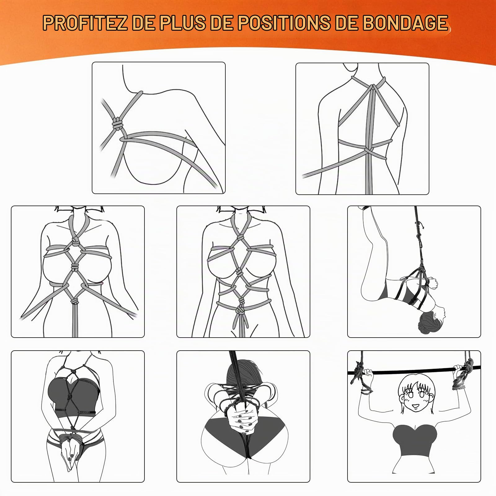 Ninonly Kits de Bondage 26 Pièces Jouet Adulte Couple | Menottes Réglables, Entraves pour Pieds, Fouet, Masque pour les Yeux, Tige à Plumes, Vibrateur