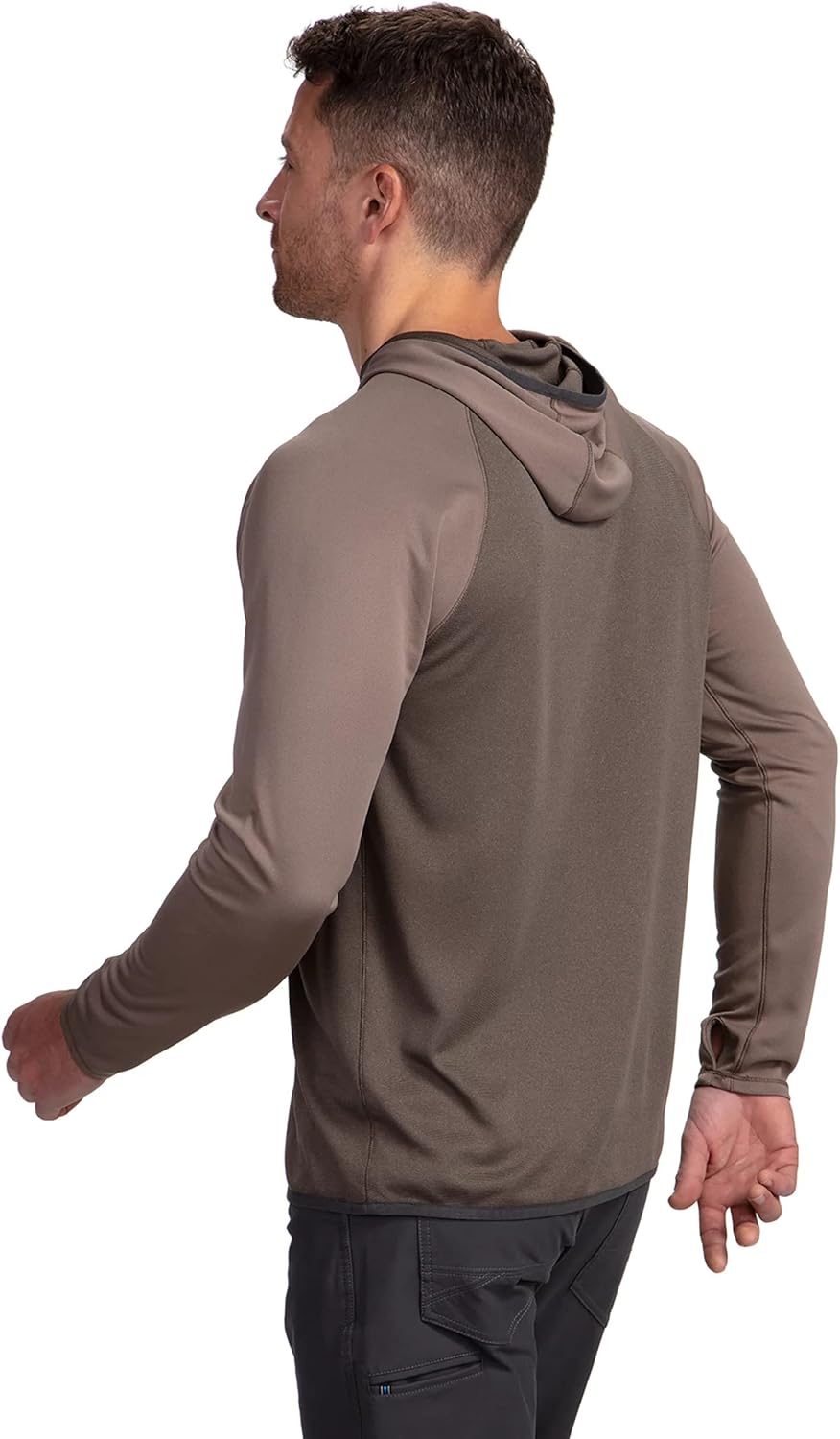 Vortex Men's Weekend Rucker Hooded Long Sleeve Shirts - Moisture Wicking, UPF Sun Protection, Stain Release Technology