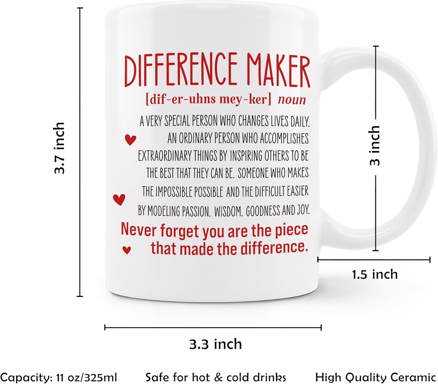 Difference Maker Difinition Mug, Difference Maker Gift, Gifts for Friend Coworkers Women Men, Mentor Boss Employee Teacher Appreciation Gifts, Difference Maker Ceramic Coffee Mug 11 oz - Image 6